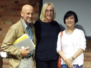 Left to Right: Réda Bensmaïa, Professor of French Studies and Comparative Literature at Brown University; Nancy Armstrong, Gilbert, Louis, and Edward Lehrman Professor of English; and Rey Chow, Anne Firor Scott Professor of Literature.